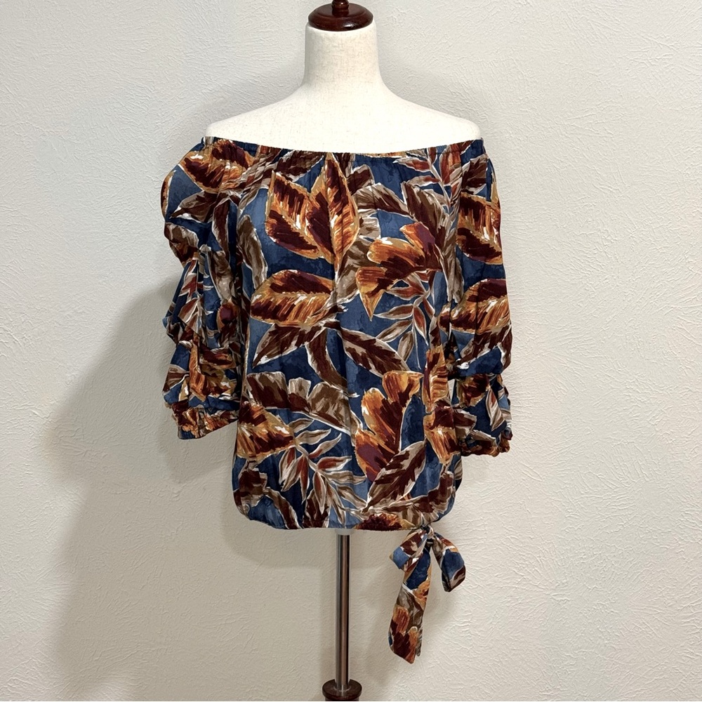 Vince Camuto Off-Shoulder Botanical Print Blouse Size M